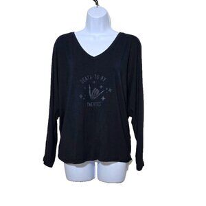 Banana Republic Graphic Shirt S Death to Twenties Cold Shoulder Birthday Black